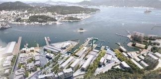 Rendering des neuen Stadtteils Camp Mare im südkoreanischen Tongyeong.