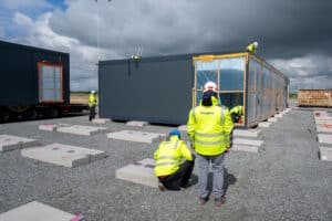 Baustelle von Adapteo für ein temporäres Modulgebäude